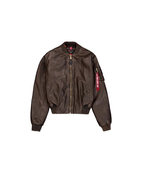 Alpha Industries Women's MA-1 FL Vintage Bomber Jacket, Vintage Brown, M