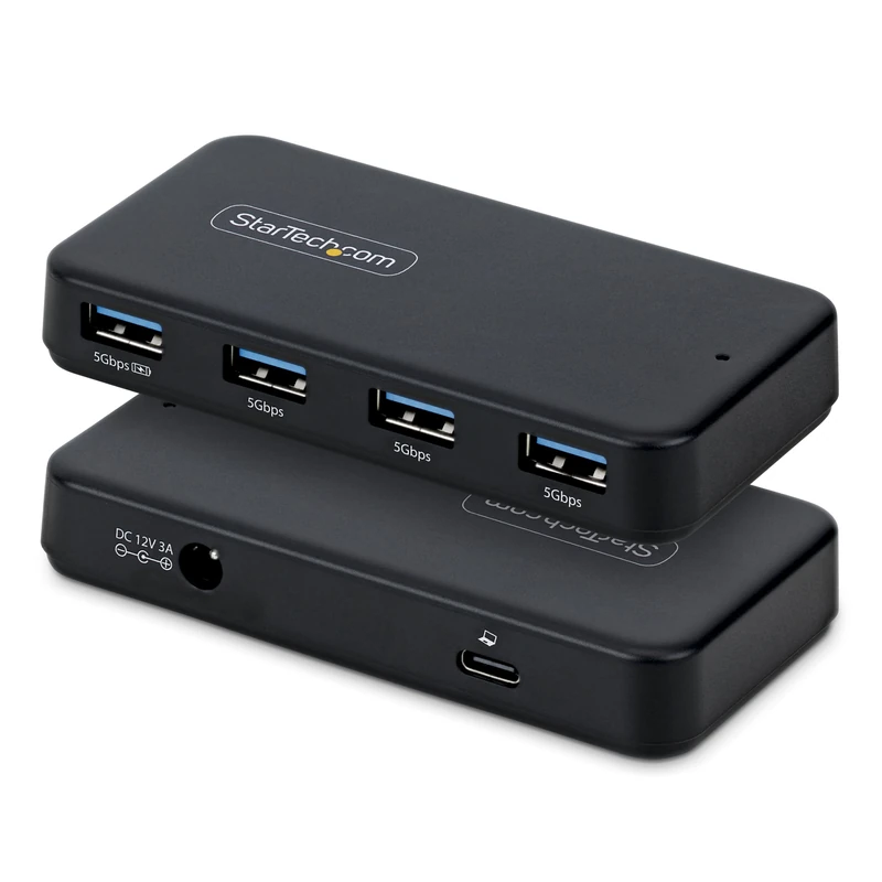 StarTech 4-Port USB-A Hub, 5Gbps, Self-Powered, 2-in-1 USB-C and USB-A Host Cable, 1x BC 1.2 Charging Port, 24W Power Adapter Included, MacBook and Windows