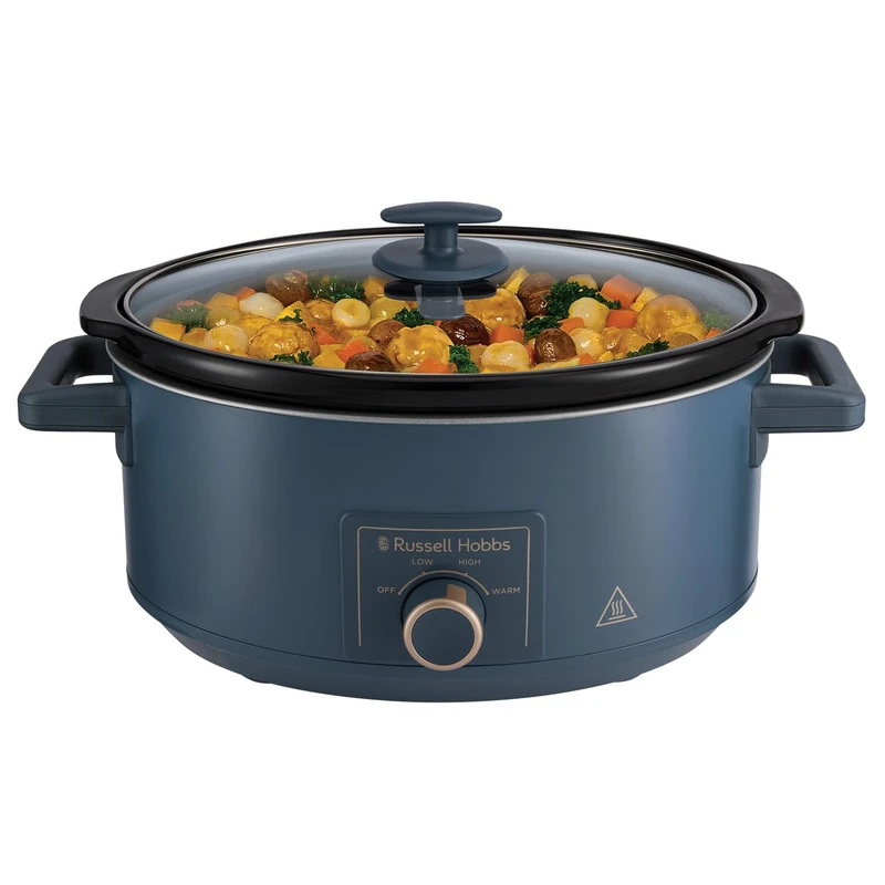 Russell Hobbs Slow Cooker 7 Litres [Removable Ceramic Pot & Glass Lid] Extra Large (Variable Temp, Dishwasher Safe, Dial Contol, Cool-Touch Handles, Family Size, Navy) 28780