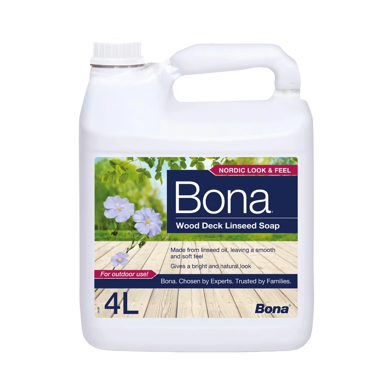 Bona Wood Deck Linseed Soap Decking Treatment for Wooden Decking, Outdoor Timber Protection and Maintenance, Natural Nordic Finish, 4L