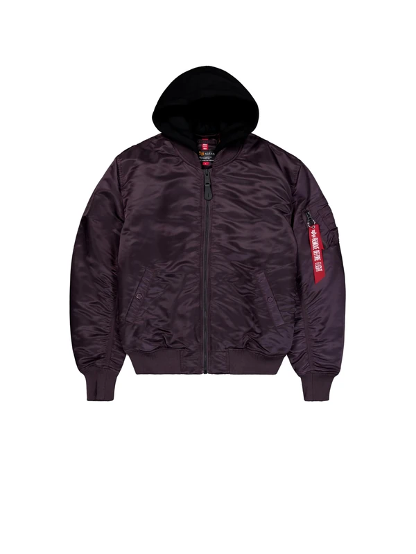 Alpha Industries Men's MA-1 Zip Hood Back EMB Bomber Jacket, Plum, S