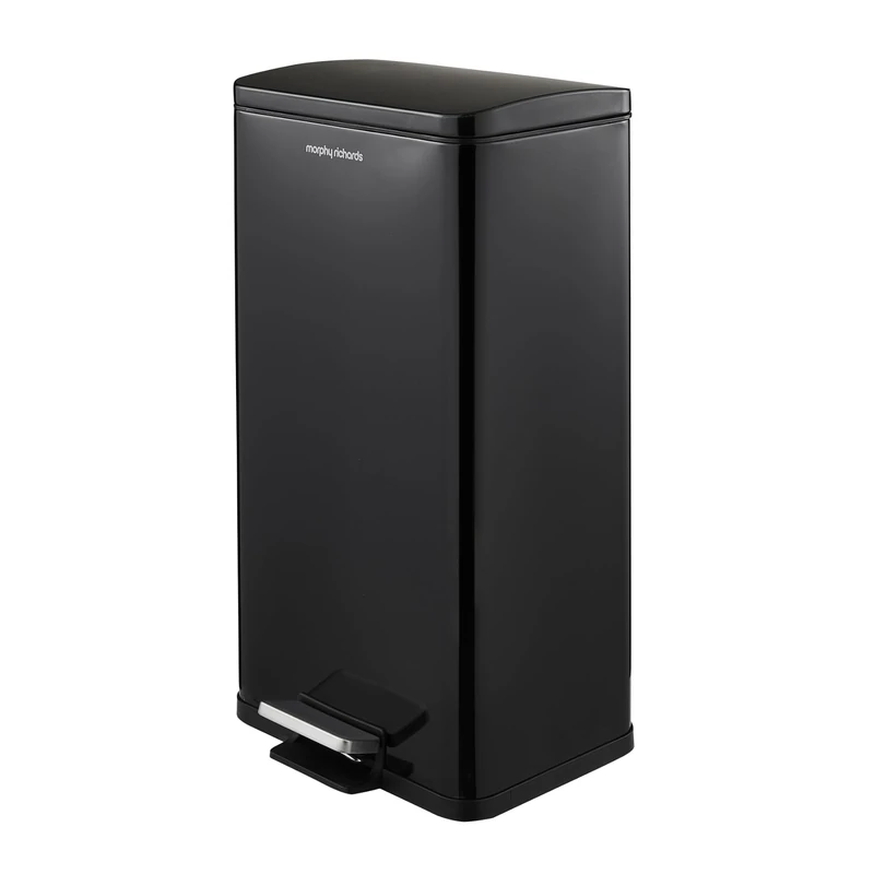 Morphy Richards 30L Rectangular Kitchen Pedal Bin, Soft Close Lid, Inner Bucket, Step-On Pedal, Black, 880001