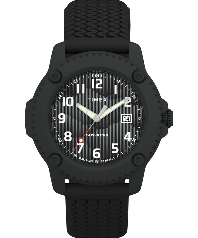 Timex Men's Expedition Timber 42 mm Quartz Watch - Black Silicone Strap with Black Dial and Case TW4B34800