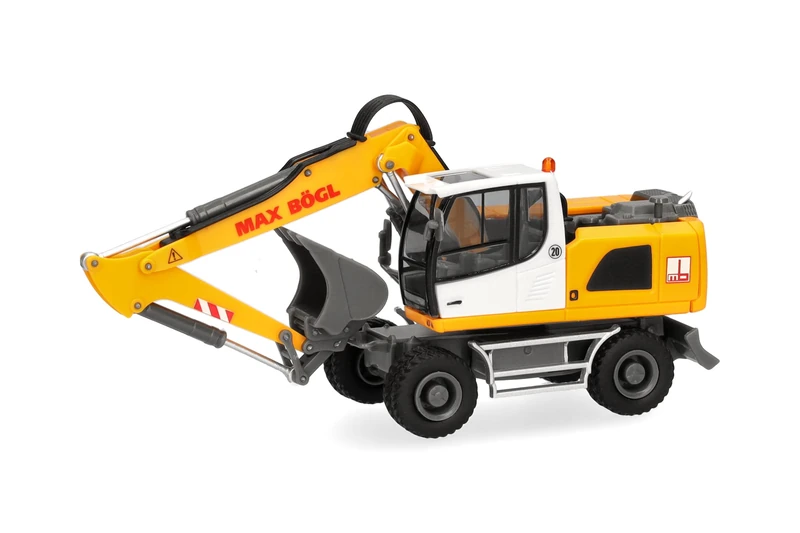 Herpa truck model Liebherr wheeled-excavator A920 "Max Bögl", on a scale of 1:87, plastic miniature, made in Germany, model building, collectors edition