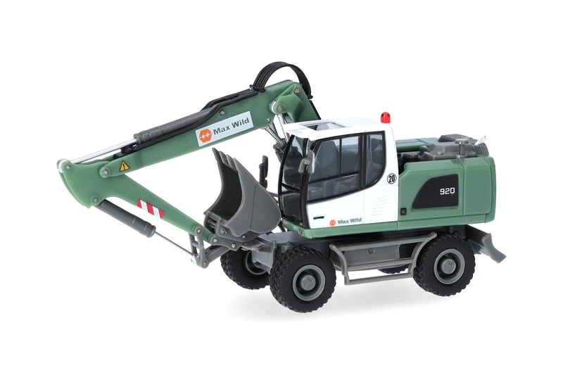 Herpa truck model Liebherr mobile digger A920 "Max Wild" (Baden-Wuerttemberg/Berkheim), on a scale of 1:87, plastic miniature, made in Germany, model building, collectors edition