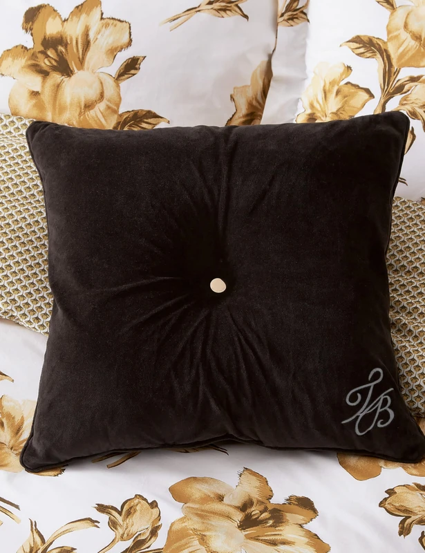 Ted Baker Branded Button Cushion Black