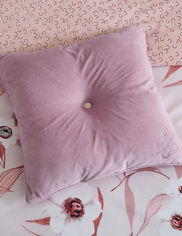 Ted Baker Branded Button Cushion Pink
