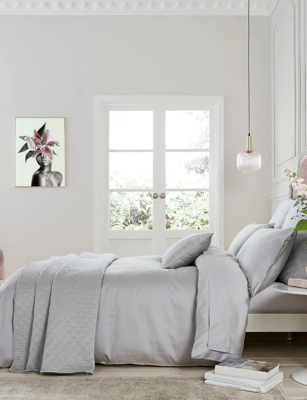 Ted Baker Plain Dye Duvet Cover S/B Silver