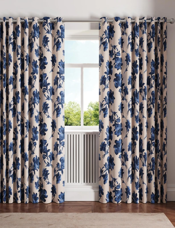 Ted Baker Midnight Garden Blackout Lined Curtains Blue
