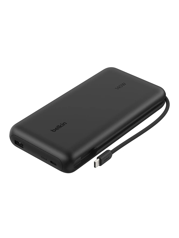 Belkin UltraCharge Pro Power Bank 25000mAh, Portable Charger with Integrated USB C Cable, 158W USB PD - Fast Charging Battery Pack for MacBook Pro, iPhone, iPad Pro, Galaxy, Pixel & More - Black