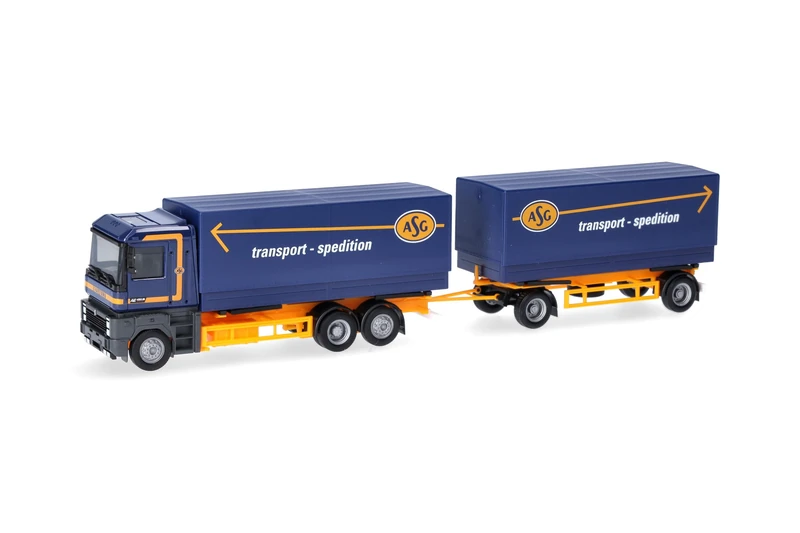 Herpa truck model Renault AE interchangeable canvas truck "ASG" (Sweden), on a scale of 1:87, plastic miniature, made in Germany, model building, collectors edition