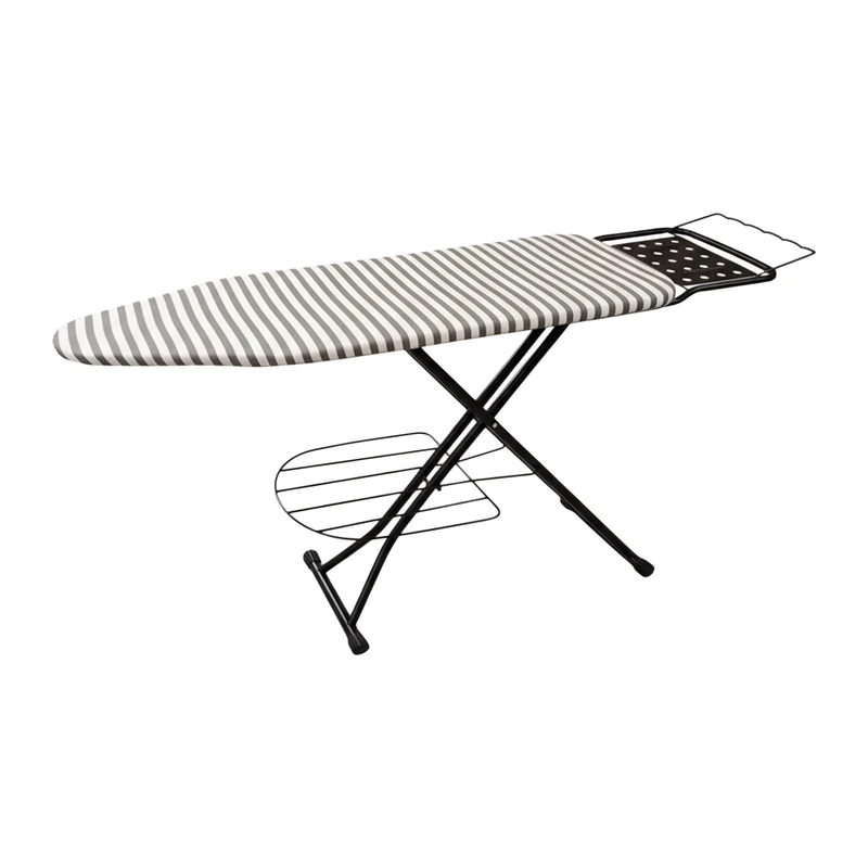 Relaxdays Adjustable Ironing Board for Steam Irons, 110x33 cm, Foldable, with Iron Rest, Grey-White