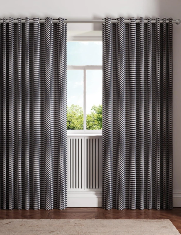 Ted Baker Palm Geo Blackout Lined Curtains Navy