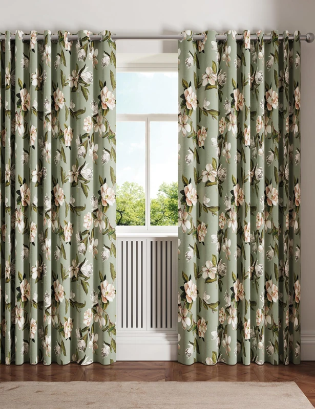 Opal Floral Lined Curtains 90X72 Sage