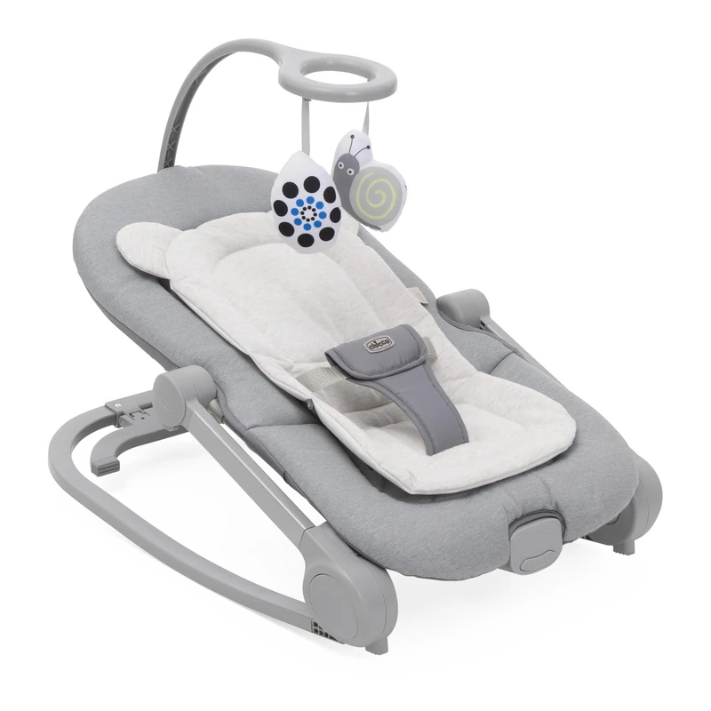 Chicco Mia Bouncer and Toddler Chair, 8 Relaxing Melodies, Gentle Vibration, Double-Faced Toys, Foldable, Washable Cover, Suitable to 18kg, Fossil, 05087220190000