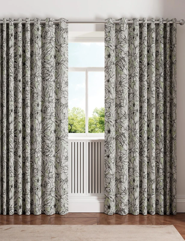 Ted Baker Vietnam Blackout Lined Curtains Sage
