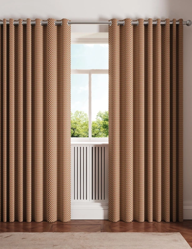 Ted Baker Palm Geo Blackout Lined Curtains Terracotta