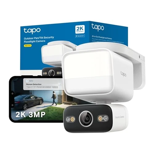 NEW Tapo C710 2K 3MP Pan/Tilt Outdoor 1500 Lumen Footlight Security Camera, CCTV Camera,Outdoor Camera, No Monthly Fee, Night Colour, AI Detection,Hardwired power,Flexible Storage, Alexa & Google,IP65
