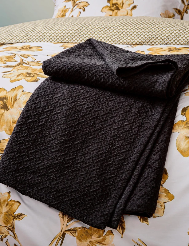 Ted Baker Diagonal T Matelasse Throw Black