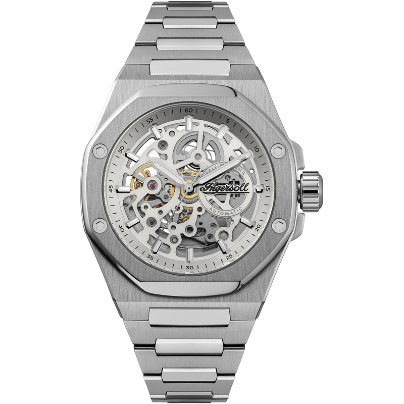Ingersoll The Faller Mens 43.5mm Automatic Watch with Grey Dial and Silver Stainless Steel Braclet I17601