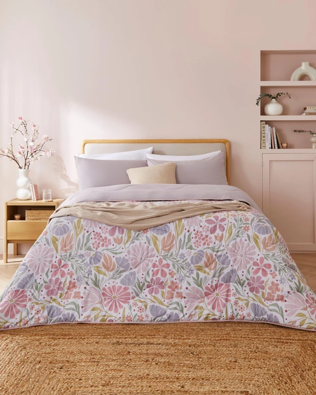 Night Lark Coverless Duvet and Pillowcase Set, Spring Summer Collection – 6 Tog Single Coverless Duvet with Advanced Smartfil® Fibre, Machine Washable, Hypoallergenic – Wildflower, Single Bed Size