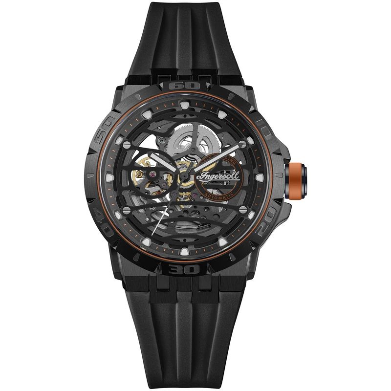 Ingersoll The Rigger Mens 45mm Automatic Watch with Black Dial and Black PU Strap I17902 - Image 1