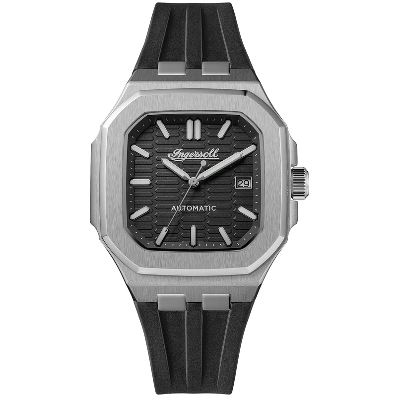 Ingersoll The Yield Mens 26mm Automatic Watch with Black Dial and Black PU Strap I17803 - Image 1