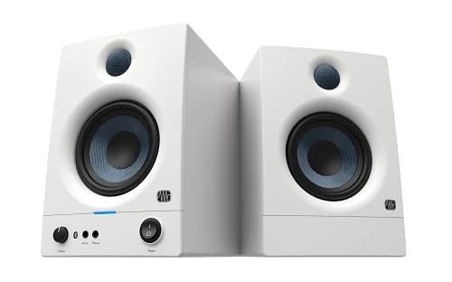 PreSonus Eris 4.5BT Gen 2, Studio Monitor Speakers with Bluetooth, Pair, 4.5 Inch, 2-Way, Powered Desktop Speakers for Multimedia, Gaming, Studio-Quality Music Production, 50W Power - White