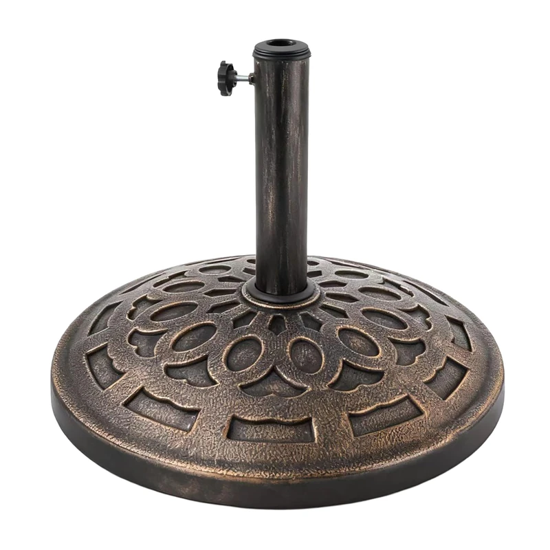 Relaxdays Parasol Stand for 34–48 mm Poles, Ø 49 cm, Vintage Black/Bronze, 33 x 49 x 49 cm