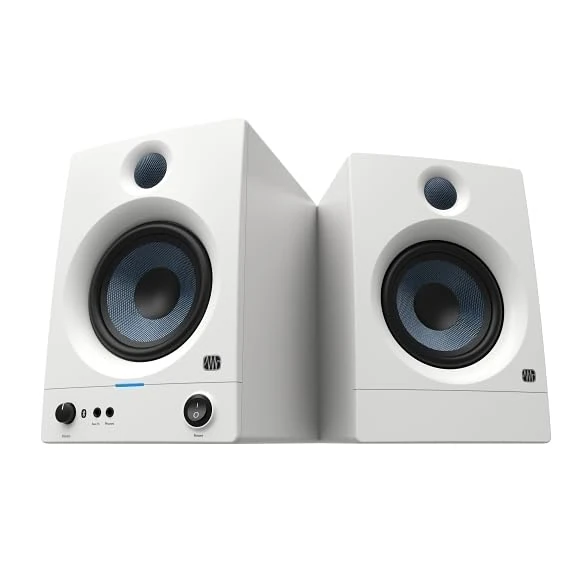 PreSonus Eris 5BT Gen 2, Studio Monitor Speakers with Bluetooth, Pair, 5 Inch, 2-Way, Powered Desktop Speakers for Multimedia, Gaming, Studio-Quality Music Production, 100W Power - White