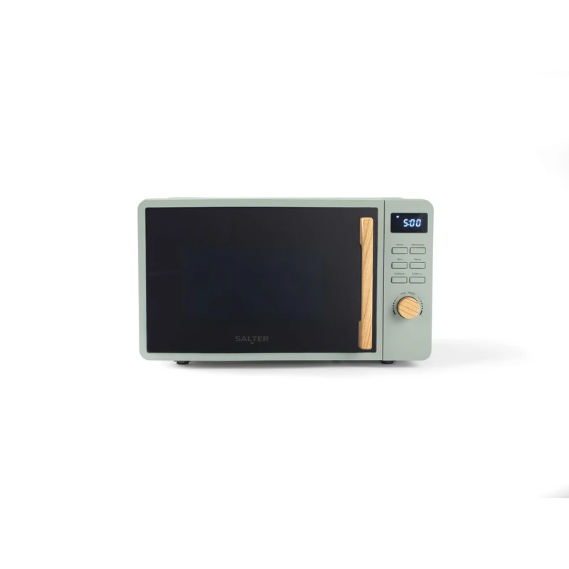 Salter Malmo 20 L Digital Microwave Oven - Clock and 60 Minute Timer, 8 Cooking Presets, Digital LED Display, Defrost, Solo Microwave, 27cm Glass Turntable, Easy Clean, Sage Green, 800 W