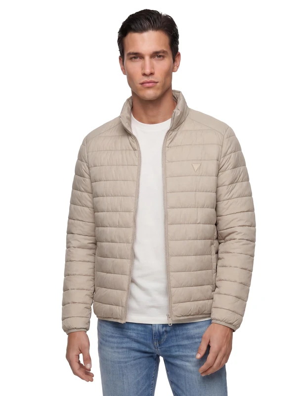 Guess Puffer Jacket Men Carl Packable Quilted Jacket Relaxed Fit Brown