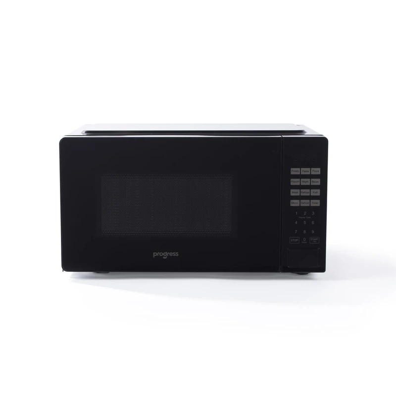 Progress 20 L Digital Microwave Oven - 8 Auto Cook Preset Functions, Solo Microwave, Precise Temperature Control, 24.5cm Glass Turntable, Defrost, 45.6 x 32.6 x 26.4 cm, 700W, Black