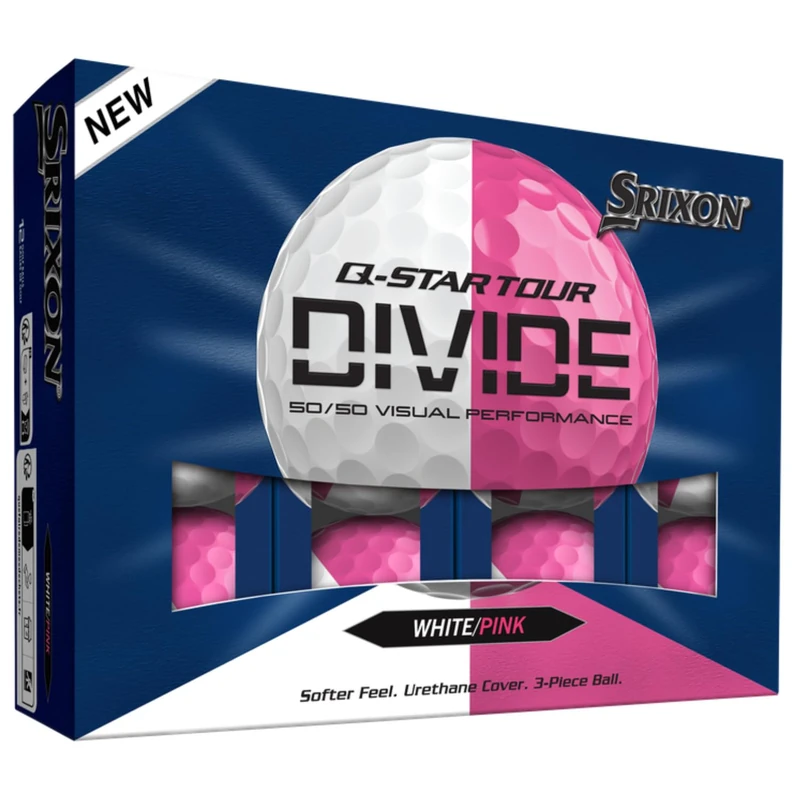 Srixon Q-STAR TOUR DIVIDE Two-Tone Urethane Golf Balls, Soft Feel, Optimized Distance, FastLayer Core with 74 Compression, Golf Gift Idea for Golfers, Pack of 12