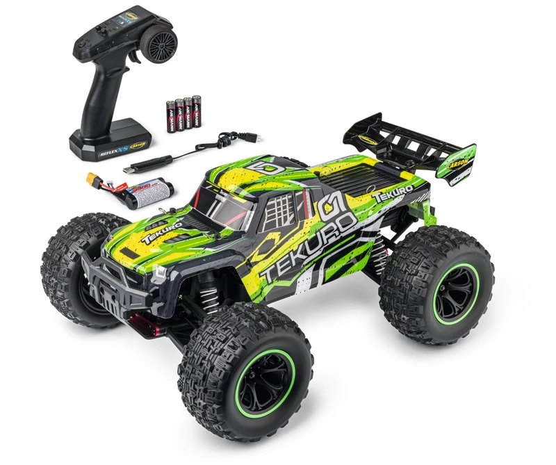 Carson 1:10 XS Tekuro 100% RTR grey/green - Remote controlled car, RC Buggy, incl. batteries and remote control, off-road buggy, 40km/h, Rc Outdoor