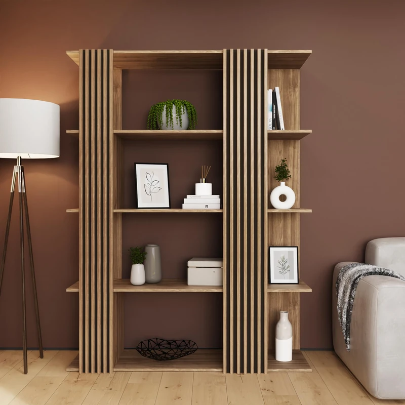 Rowan Wide Oak Effect Shelving Unit Contemporary Wooden Display Bookcase for Living Room Storage, Bedroom Organisation & Décor