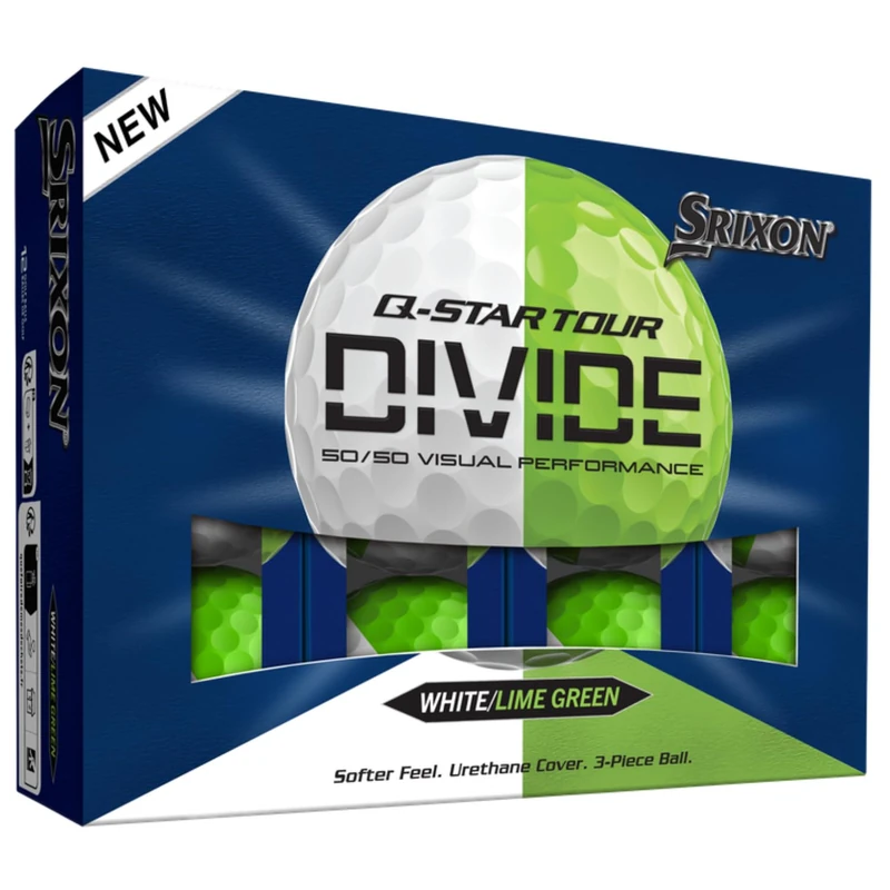 Srixon Q-Star Tour Divide, Bi-Color Urethane Golf Balls, Soft Hit Feel, Optimized Distance, FastLayer Core with 74 Compression, Gift Idea for Golfers, 12-Pack