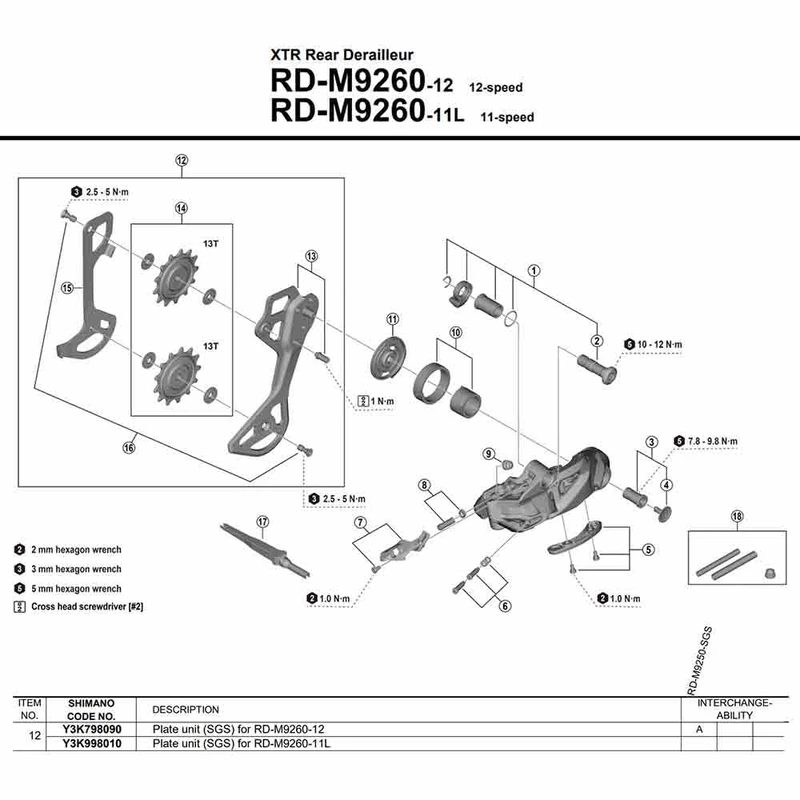 Shimano Outer Plate Assembly SGS Type - RD-M9250 Bike Derailleur Component