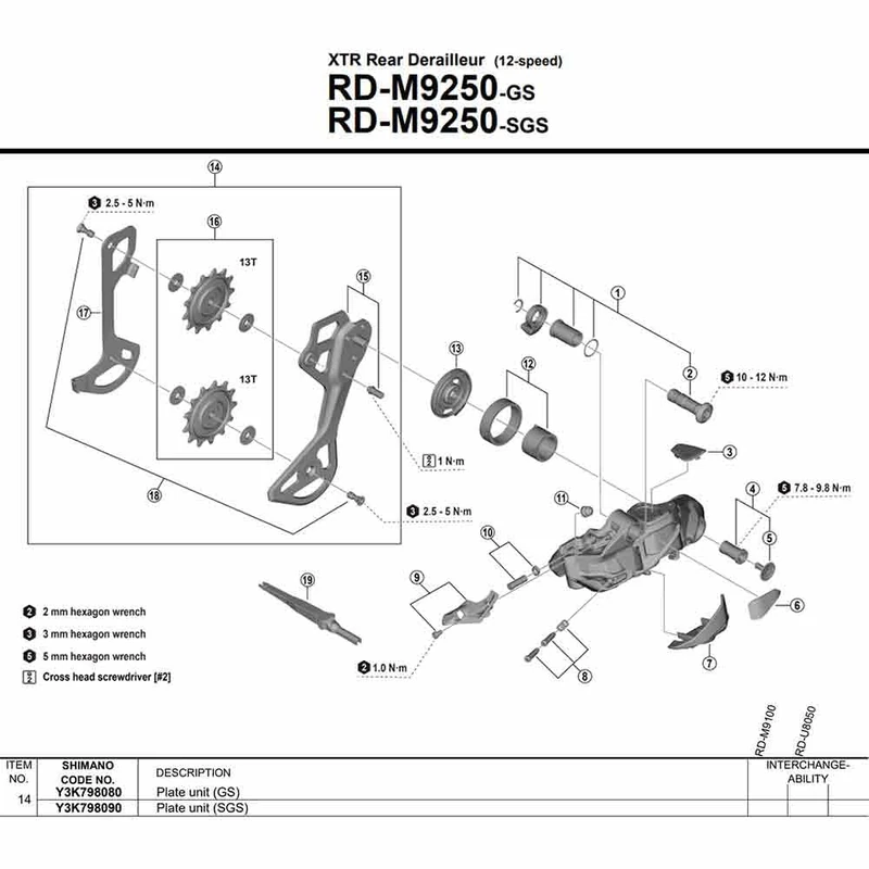 Shimano Outer Plate Assembly GS Type - RD-M9250 Bike Derailleur Component - Image 1