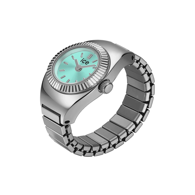 ICE-WATCH - Chouchou Silver Turquoise - Silver Ring Watch for Women with extendable Stainless Steel Bracelet - 025515 (15mm)