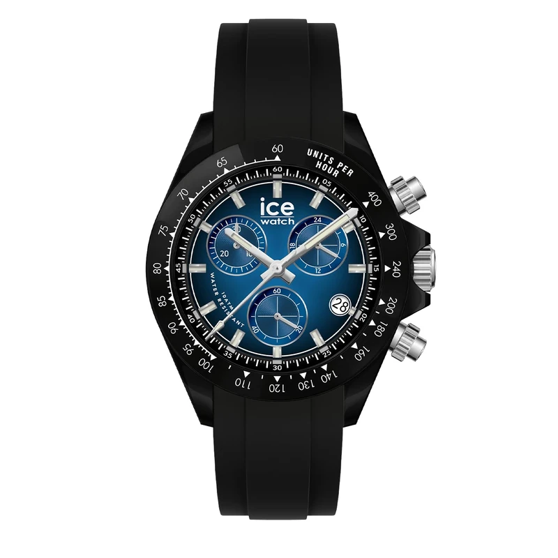 ICE-WATCH - BEWATCH Black Ocean Blue - Montre Noire Pour Homme avec Bracelet en Silicone - 025628 (41mm)