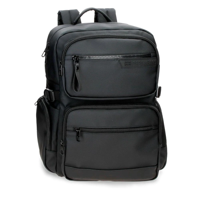 Pepe Jeans Dorking Backpack for Laptop Adaptable 15,6 inches Black 28x40x16 cms Polyester with Synthetic Leather details 17,92L by Joumma Bags