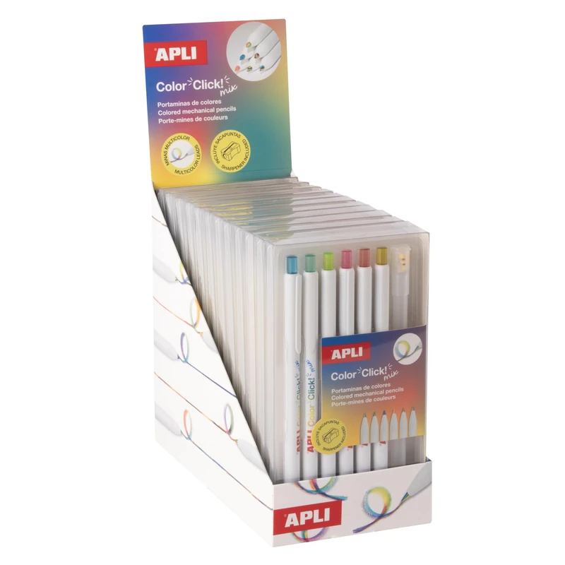 APLI 20549 – Mechanical Pencil Display Multi-Coloured Colour Click Mix