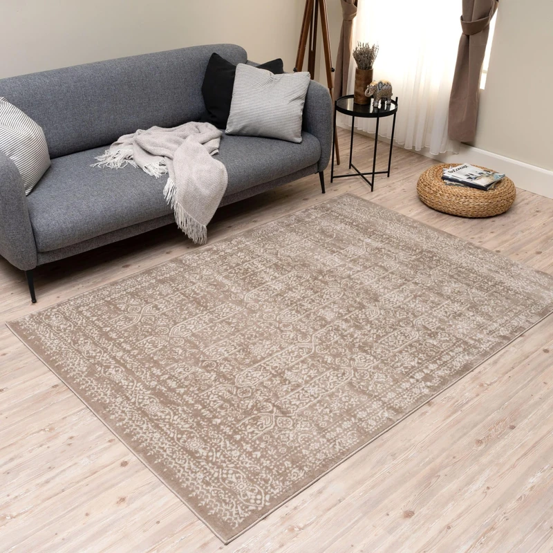 THE RUGS Montana Rug - Modern & Vintage Low Pile Area Rugs Living room, Bedroom, Kitchen, Soft Low Pile, Pet-Friendly, Easy to Clean [Vintage Beige, 240x340 cm]