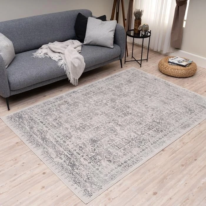 THE RUGS Montana Rug - Modern & Vintage Low Pile Area Rugs Living room, Bedroom, Kitchen, Soft Low Pile, Pet-Friendly, Easy to Clean [Vintage Cream, 240x340 cm]