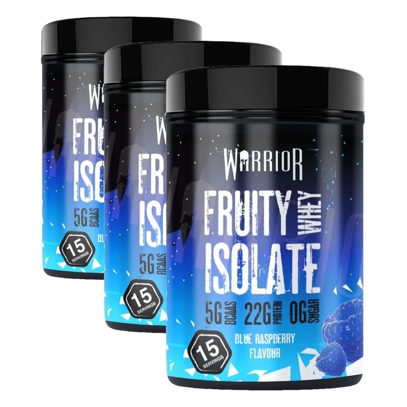 Warrior Fruity Whey Isolate – Clear Whey Protein Powder, 21g per Serving – Lean Muscle Growth Supplement – Light & Refreshing Post Workout Protein Shake, Low Sugar – 15 Servings (Blue Raspberry, 375g)