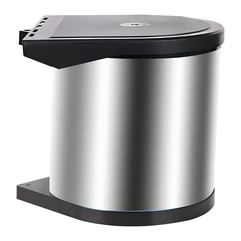 Relaxdays Built-in 12L Stainless Steel Swing Lid Bin for Sink Base Cabinet, Silver, 30.5x27x30 cm