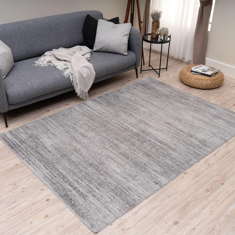 THE RUGS Montana Rug - Modern & Abstract Low Pile Area Rugs Living room, Bedroom, Kitchen, Soft Low Pile, Pet-Friendly, Easy to Clean [Abstract Grey, 240x340 cm]