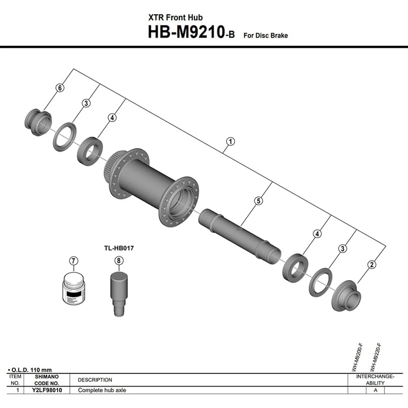 Shimano Complete Hub Axle - WH-M9220-TL-F15-B-29 Bike Wheel