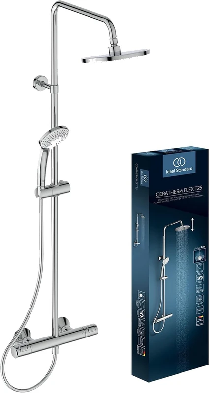 CERATHERM T25 | Shower System AP 315x492.5x1117 mm in Chrome, 12.0 l/min (3 bar) | Thermostatic Function, Water & Energy Saving, CoolBody, Safety Lock